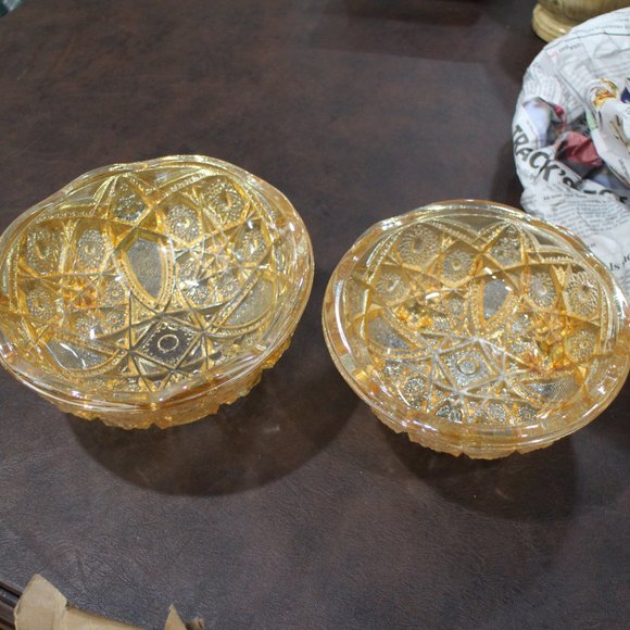 ANTIQUE!  DEPRESSION ERA GLASS BOWL SET (2PC) - Picture 2 of 8